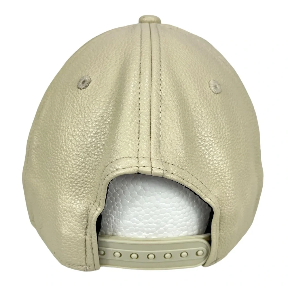 Stussy PU‎ Cream Embroidered Logo Snapback Flat Bill Hat Cap